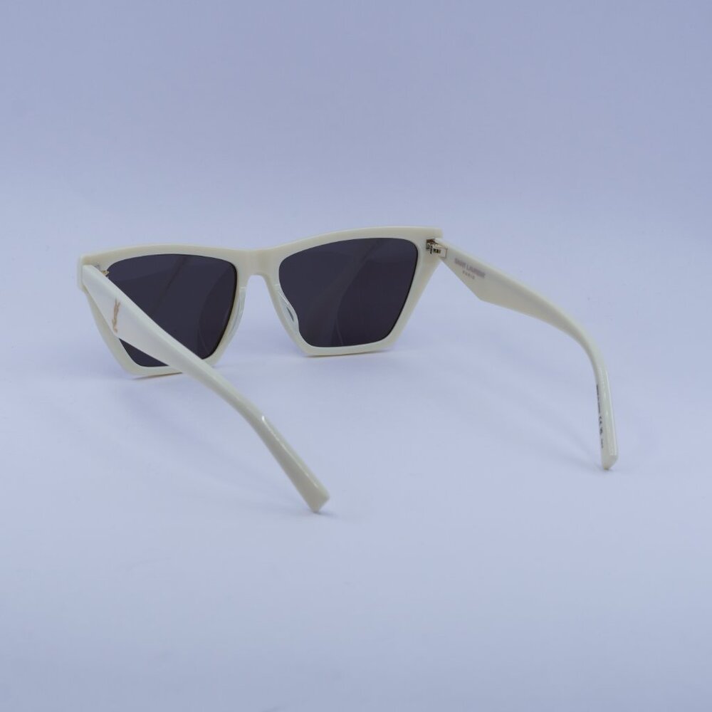 Saint Laurent SL M103 007 Sunglasses Ivory Cat Eye Frame, Black Lenses - Picture 10 of 12